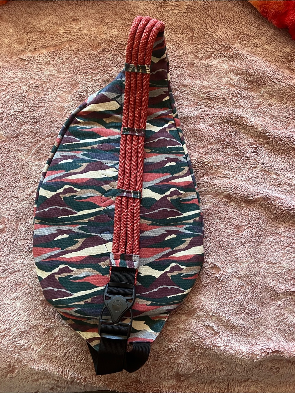 Kavu Camo Sling Crossbody Bag with Red Strap